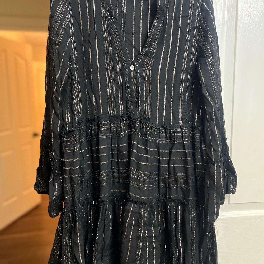 Dia & Co Black Silver Tiered Ruffled Dress
